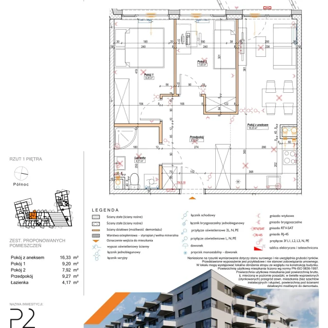 Rzut mieszkania Przyjaciół 2 M.1.16